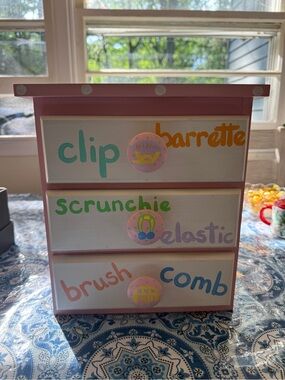 Children's Pink Hair Accessory Organizer Drawer Set Dimensions 11x12 inches